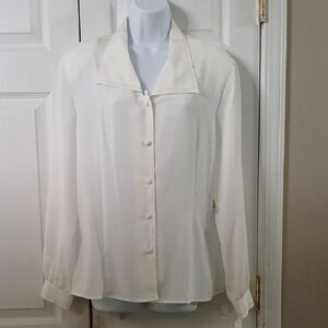 Eva Laurel New York Vintage Elegant White Button-Up Blouse Sz 16 NWT
